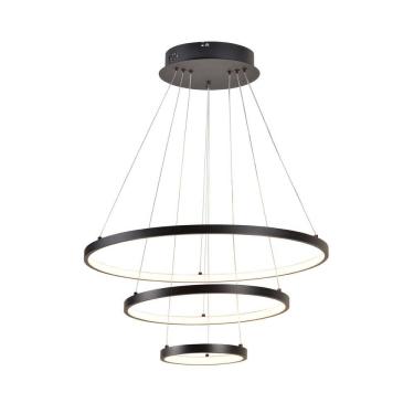Imagem de Pendente 3 Anéis Preto Fosco 60cm Led 78W 3 em 1 Bivolt 15705-PL