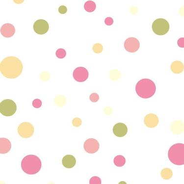 Imagem de Papel De Parede Poa Circulos Laranja Rosa Verde Autocolante