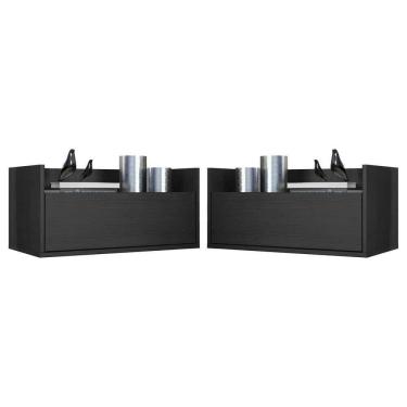Imagem de Kit com 2 Mesas de Cabeceira 60 Cm Suspensa Preta