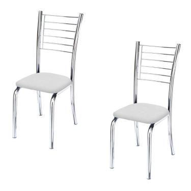 Imagem de Kit 2 Cadeiras Iara Cromada Para Cozinha Branco