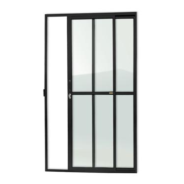 Imagem de Porta De Correr 2 Folhas Super Vidro Liso 210cm X 120cm Brimak Preto