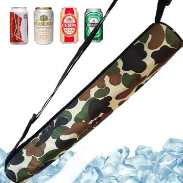 Imagem de Bolsa Térmica Com Alça Bag Porta Latas até 4 Latinhas Refrigerante Cerveja 350 ML Cooler em Nylon Praia Pesca Camping Caminhada Piscina (Camuflado)