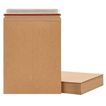 Imagem de Envelopes rígidos Stay Flat com selo autoadesivo, envelopes de papelão marrom resistente para envio de fotos, revistas, quadrinhos, impressões de arte, documentos, colecionáveis 450 g/m² (23 x 29 cm