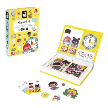 Imagem de Livro Magnético Aprenda As Horas Brinquedo Educativo Com 83 Peças Em Madeira