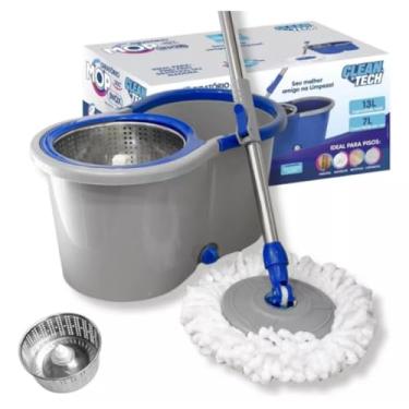 Imagem de Mop Esfregão Giratório 360° Balde de 13 Litros e Cabo Extensivél U/Única