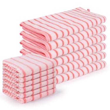 Imagem de Conjunto de toalhas de cozinha e panos de prato de microfibra rosa, panos de prato para secagem de cozinha, panos de lavagem para pratos, pano de limpeza absorvente, toalhas de mão com laço