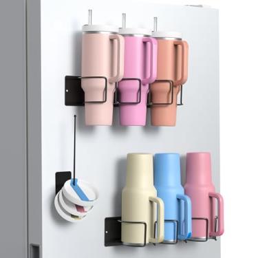Imagem de PROFECTUS Suporte magnético Stanley para geladeira – Suporte organizador de copos magnético forte para copos de 30/1,134 g – Suporte magnético para copos Stanley, armazenamento de tampa, suporte de