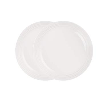 Imagem de Jogo de 2 Pratos Fundos de Cerâmica 22 cm Branco