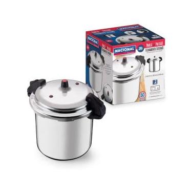 Imagem de Panela de Pressão Industrial em Alumínio, 20 Litros, 40cm x 37cm, 2 Válvulas de Segurança, Cinza