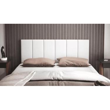 Imagem de Cabeceira Casal Clara 1,40 Almofadada material sintético Branco - Mobi
