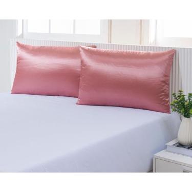 Imagem de Kit 02 Fronhas De Cetim Com Zíper Anti Frizz Macio 50cm x 70cm (01 Par