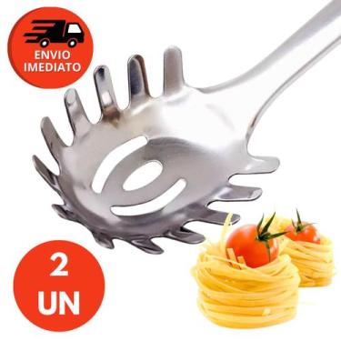 Imagem de Pegador Para Massas Macarrão E Salada Tipo Concha 32Cm Dentado e Vazad