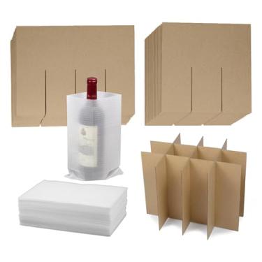 Imagem de HESESOH 6 Conjuntos de Kits de Divisórias de Vidro para Caixas de Mudança, Kit de Embalagem de Pratos de Cozinha com 72 Bolsas de Espuma Que Cabem Em Caixa de 16x12x12" para Embala (, Marrom)