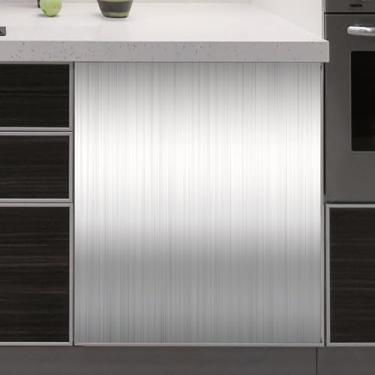 Imagem de RTHDG Capa magnética de aço inoxidável prata para lava-louças adesivo magnético decorativo geladeira de aço inoxidável escovado painel de lava-louças decalque capa magnética para máquina de lavar, 58