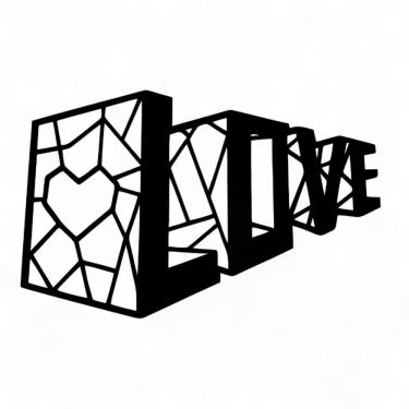 Imagem de Placa Decorativa Palavra Love 3D em Mdf Cor Preto 57 cm