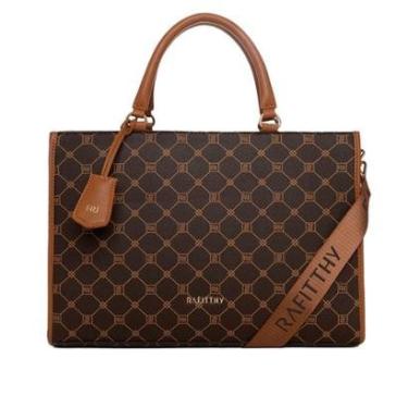 Imagem de Bolsa Feminina Rafitthy Tiracolo Grande Monograma Marrom-Feminino