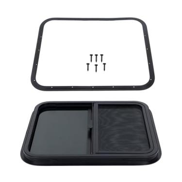 Imagem de labwork Janela deslizante horizontal RV 61.0 cm L x 50.8 cm A adequada para trailer de carga de trailer - vidro temperado com tela DOT Certified