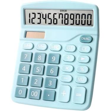 Imagem de Calculadora de Mesa Cor Azul Visor Grande 12 Dígitos Solar E Pilha