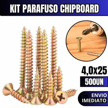 Imagem de Kit 500 Parafusos Chipboard Phillips Para Madeira 4,0x25 - HD Ferragen