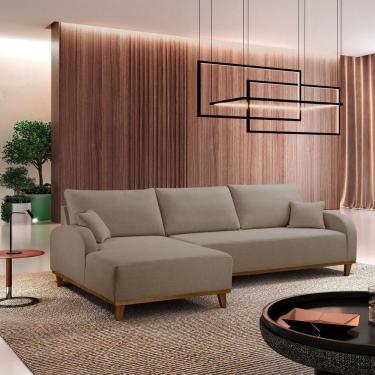 Imagem de Sofá 4 Lugares Com Chaise Lado Esquerdo 300cm Em Veludo Mercúrio Marrom