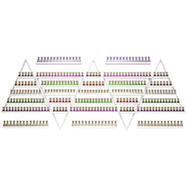 Imagem de Suporte De Armazenamento De Esmalte De Metal De 5 Camadas, Prateleiras De Rack De Parede De Esmalte De Triângulo Dourado Suporte De Armazenamento De Tinta De Cosméticos, Black 10-piece set