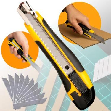 Imagem de Kit Estilete Profissional Emborrachado Para Gesseiro E Abertura De Cai