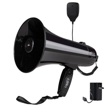 Imagem de Loudmore Megafone Portátil Com Alto-Falante De 35 Watts Modos Sirene/Alarme, Gravação 240 Segundos, Pen Drive Usb, Microfone Mão Removível, Controle Volume E Alça (Preto)