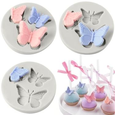 Imagem de JOERSH 3 moldes de silicone mini borboleta, lindos moldes de fondant de chocolate de borboleta para assar doces, decoração de bolos, topo de cupcake, argila de polímero, resina, sabonete