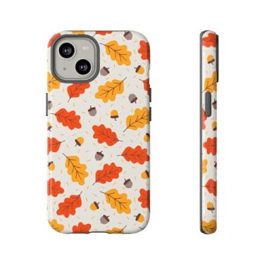 Imagem de Capa de telefone de folha de outono, capa protetora de outono, capa fofa para iPhone, capa com padrão de folha, acessório técnico sazonal