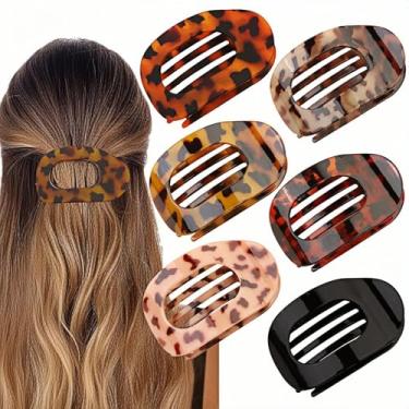Imagem de 4/5/6/8 peças de grampos de cabelo planos redondos para mulheres - presilhas ovais de bico de pato de fixação forte, clipes antiderrapantes para cabelos grossos e finos | Acessórios de cabelo
