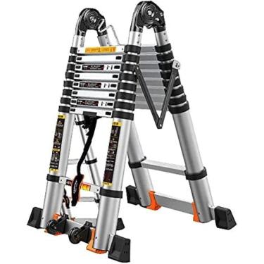 Imagem de Escadas, Escada Telescópica Com Rodas Alumínio Portátil Diy Extensível A-frame Escada Dobrável Escada De Extensão 150kg, 5.8m/19ft(2.9m 2.9m), 3.4m/11.2ft(1.7m+1.7m), 5.8M/19Ft(2.9M+2.9M)