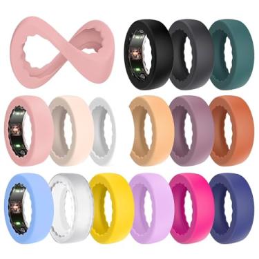 Imagem de BO&DQQ Pacote com 15 capas de anel compatíveis com Oura Ring Gen 4/4 Ceramic, Gen 3 Horizon/Heritage, capa protetora de silicone elástico antiarranhões para homens e mulheres malhando na academia