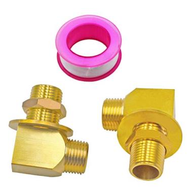 Imagem de T & S latão vendido em pares kit de instalação B-0230-K, 1/2" cotovelo curto NPT fêmea x macho novo para T&S B-0230 Style Series TS latão B-0674-RGH torneira de pia de serviço, ouro