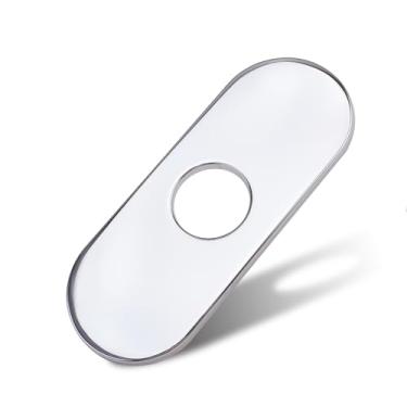 Imagem de Cobertura de furo de 16,3 cm para torneira de pia de banheiro de 1 ou 3 furos, placa de cobertura de pia de aço inoxidável, cromada