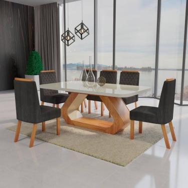 Imagem de Sala de Jantar 160x80 Lottus MDF/Vidro 6 Cadeiras Bom Pastor