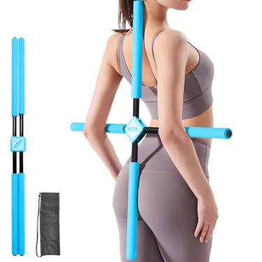 Imagem de Corretor de postura para ioga e cruz - Corretor de postura de bastão de ioga - alívio de dor nas costas para homens e mulheres - esticador e alisador para parte superior e inferior das costas