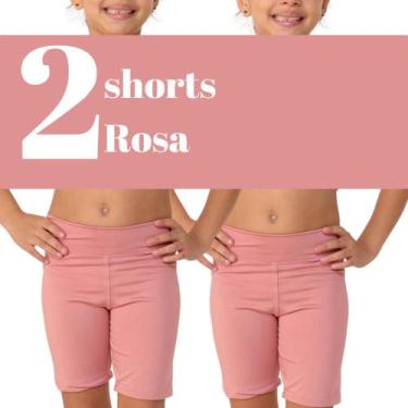 Imagem de Kit com 2 Shorts infantis- JinkingStore para meninas lisa básica, Rosa