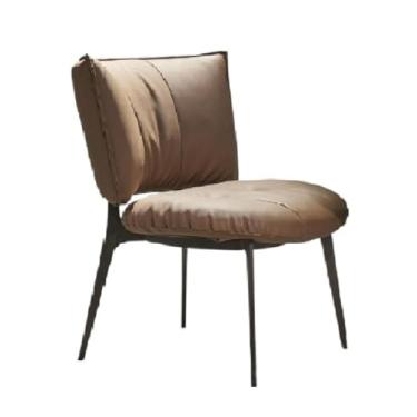 Imagem de Cadeira de jantar minimalista com esponja de alta densidade e pernas de aço carbono (cinza)