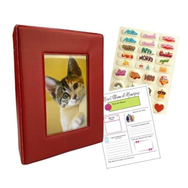 Imagem de Álbum de Fotos 500 Fotos 10x15 Porta Retrato na Capa com Adesivos (Vermelho)