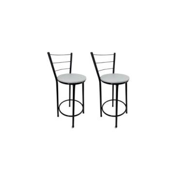 Imagem de Kit 2 Banquetas Bancos Média Preta Bistrô Balcão Cozinha - FortMix, Br