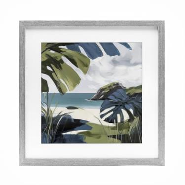 Imagem de Stupell Industries Impressão emoldurada cinza Tropical Island Vibes sob vidro por Elara Yasna, 13 x 13