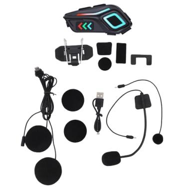 Imagem de Jectse Fone de Ouvido Sem Fio BT5.4 de Motocicleta, Iluminação LED, Luzes Ambiente, Microfone de Cancelamento de Ruído, Resistência à água/poeira IP65, Assistente de Voz, Capacetes