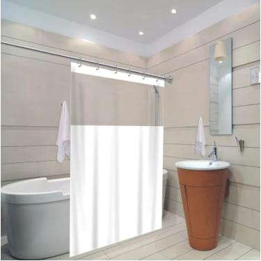 Imagem de Cortina Box Banheiro Lisa Antimofo Pvc C/Visor Transparente Cores Liso - Modelo Premium (BRANCO)