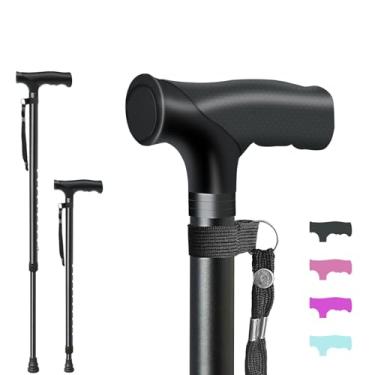 Imagem de ispuoocti Bengala de caminhada ajustável o dia todo com bengalas de aderência confortáveis para idosos, bengala antiderrapante leve para homens e mulheres em várias cores para caminhadas e viagens
