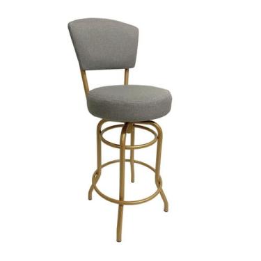 Imagem de Banqueta Bar Altura 65cm Giratória com Encosto cor Dourado fosco Assen