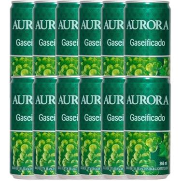Imagem de Suco de Uva Gaseificado Aurora: Lata de 269 ml Combo com 12 Unidades, Bebida Refrescante e Sem Conservantes, Baixo em Sódio (269ml, Uva branco)