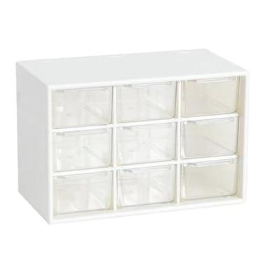 Imagem de Desktop Organizador com Gavetas Multifuncional Caixa De Armazenamento Dustproof para Jóias Maquiagem Escritório Escola Casa Plástico Durável 9 Compartimentos