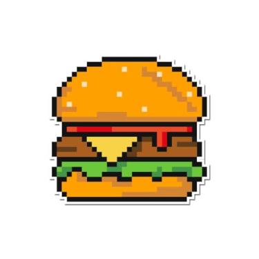 Imagem de Decalque de vinil colorido 8Bit Retro Burger 10 cm