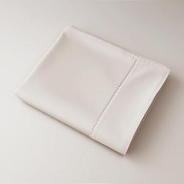 Imagem de Apenas lençóis de algodão, lençol de cima 100% algodão 600 fios, 100% algodão, lençol de cima Queen apenas 1 peça, fresco, respirável, enrugado (Ivory Queen, 1 peça)