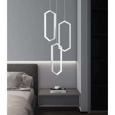 Imagem de dolria Anel lustre moderno LED regulável iluminação pendente ajustável altura para cozinha ilha hall de entrada sala de estar escadas prata